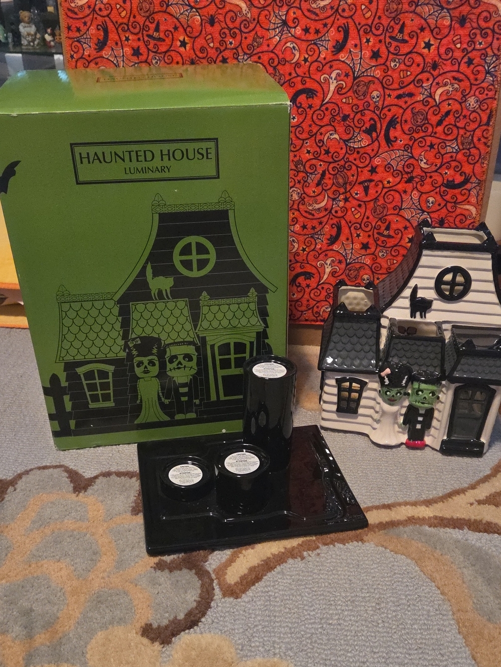Bath And Body Works 3 Candle Luminary -  Ceramic Frankenstein Halloween Decor